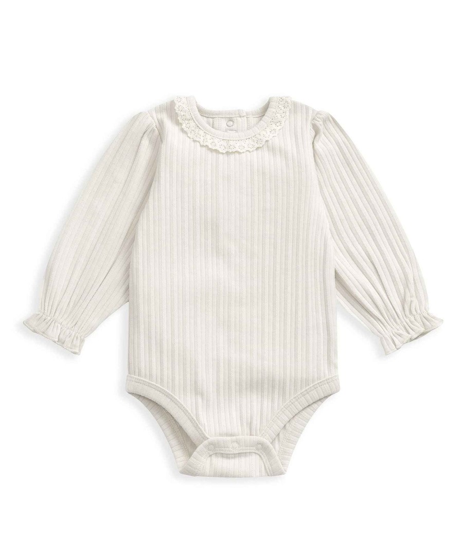 Clothing Mamas and Papas | Lace Trim Bodysuit - Cream