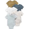 Toys & Gifts Mamas and Papas Baby Shower Gifts | Ribbed Short Sleeve Bodysuits - 5 Pack