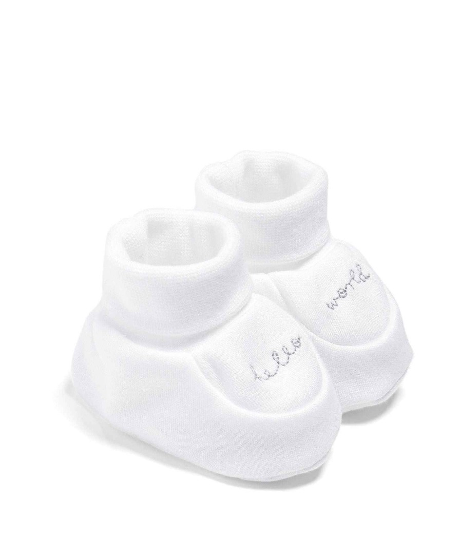 Toys & Gifts Mamas and Papas New Parent Gifts | Hello World Baby Booties - White