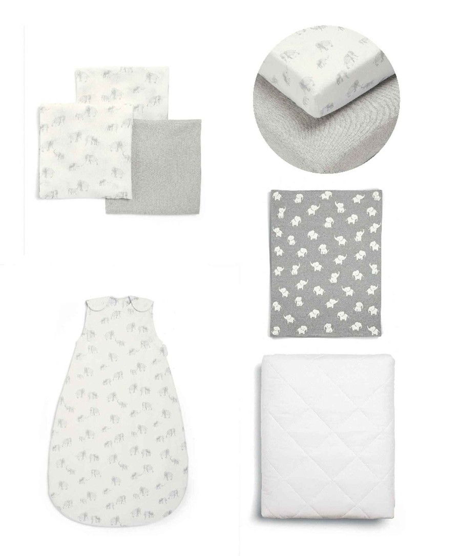 Nursery Mamas and Papas Cot Bedding | Welcome To The World Cotton Essentials 5 Piece Interior Bundle - Elephant