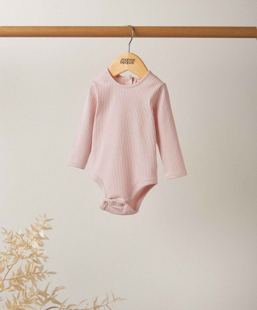 Clothing Mamas and Papas | Organic Cotton Ribbed Bodysuit - Pink