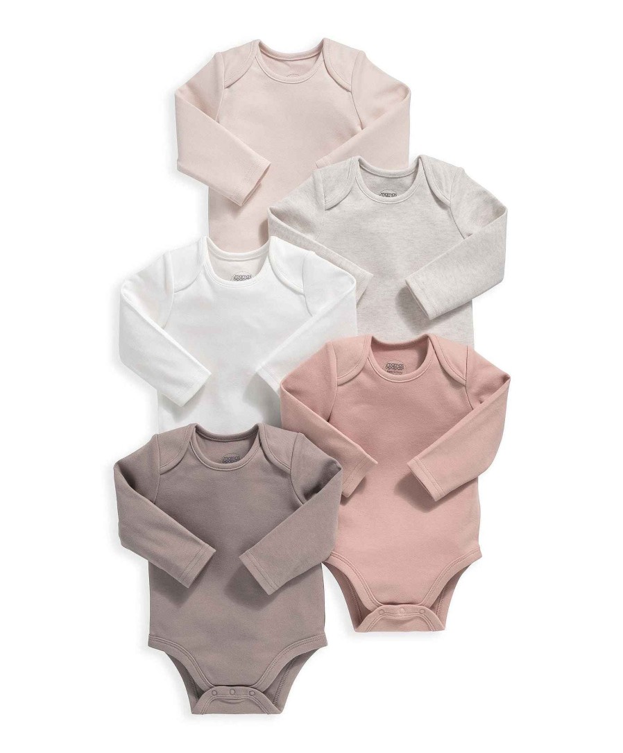 Toys & Gifts Mamas and Papas New Parent Gifts | Longsleeve Pink Bodysuits - Set Of 5