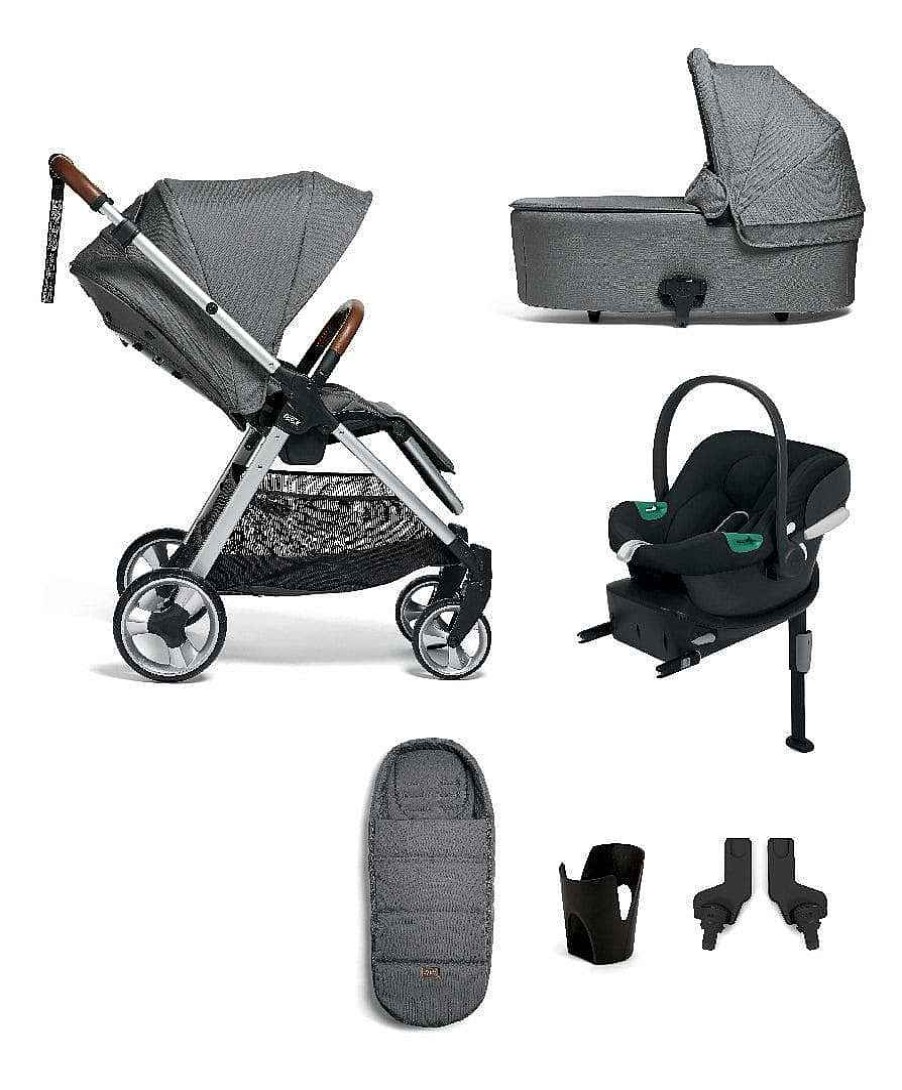 Pushchairs Mamas and Papas Mamas & Papas Flip Xt | Flip Xt² Pushchair Bundle With Cybex Aton B2 Car Seat & Base (6 Pieces) - Fossil Grey