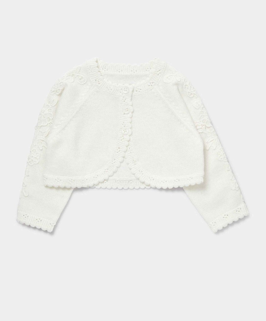 Clothing Mamas and Papas | Lace Trim Cardigan - Cream