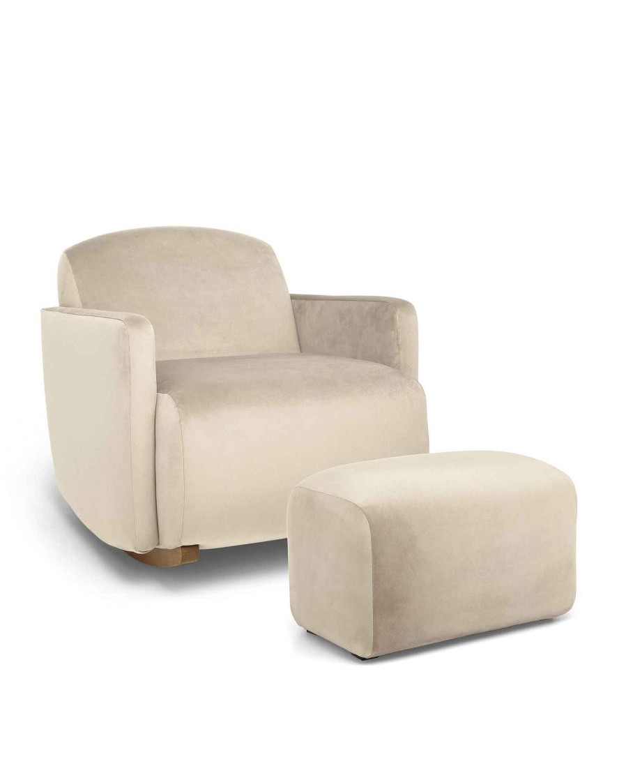 Nursery Mamas and Papas Nursing & Feeding Chairs | Royton Nursing Chair Set In Velvet - Latte