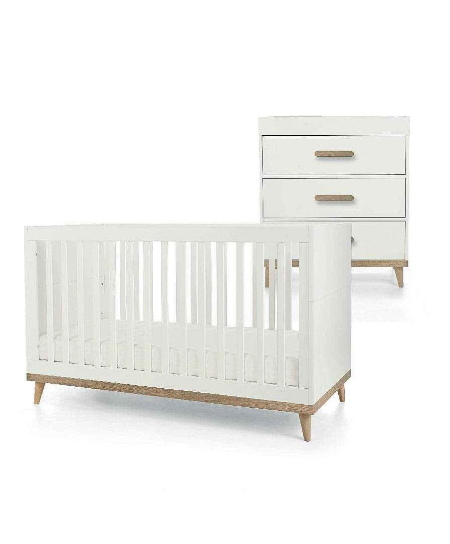 Nursery Mamas and Papas Baby Furniture Sets | Austwick 2 Piece Furniture Set With Cotbed And Dresser Changer - White