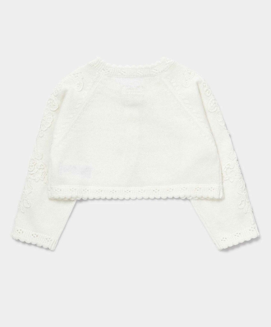 Clothing Mamas and Papas | Lace Trim Cardigan - Cream