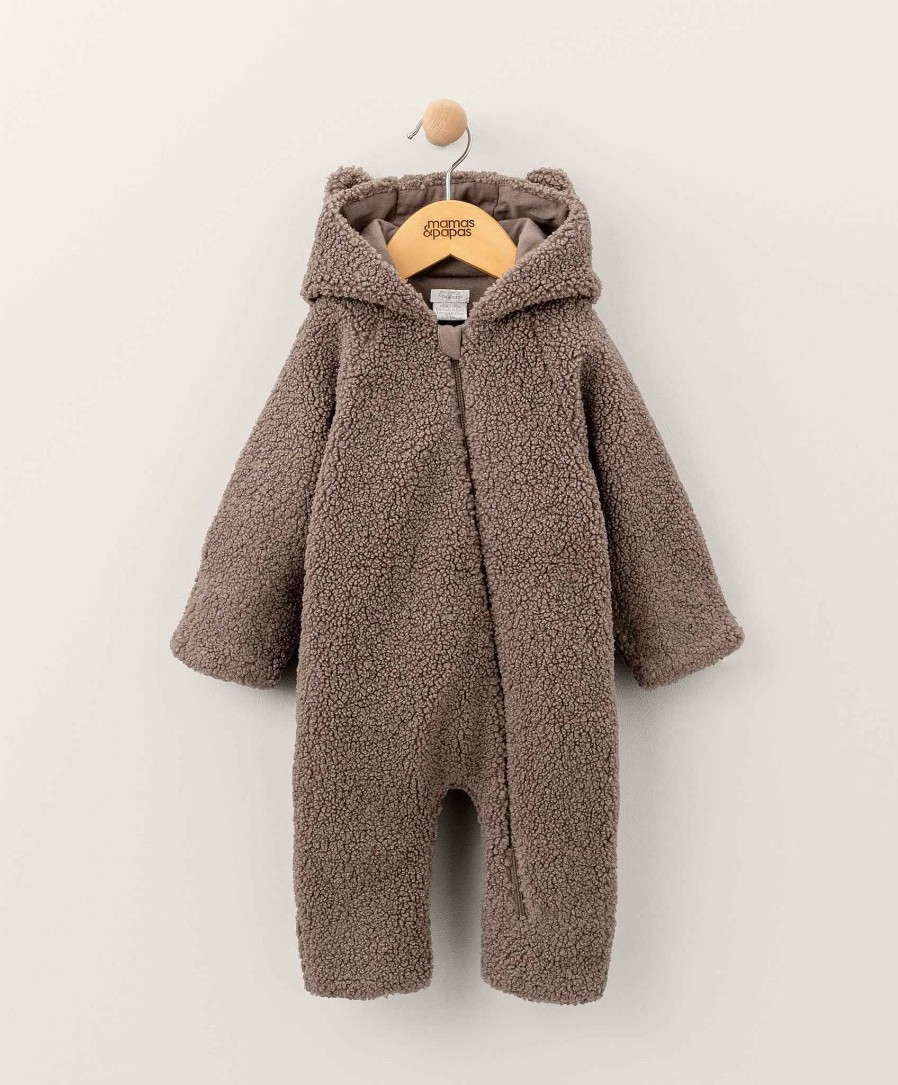 Clothing Mamas and Papas | Chocolate Borg Zip Pramsuit