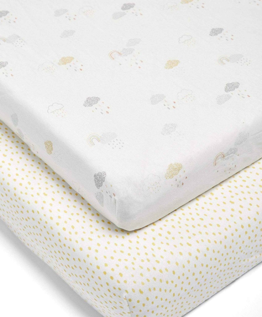 Nursery Mamas and Papas Baby Sheets | Dream Upon A Cloud 2 Pack Fitted Sheets - Cloud/Grey