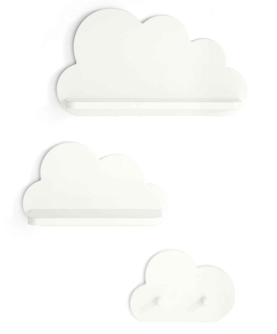 Furniture Mamas and Papas Baby Storage | White Cloud Shelves And Coat Hook Set