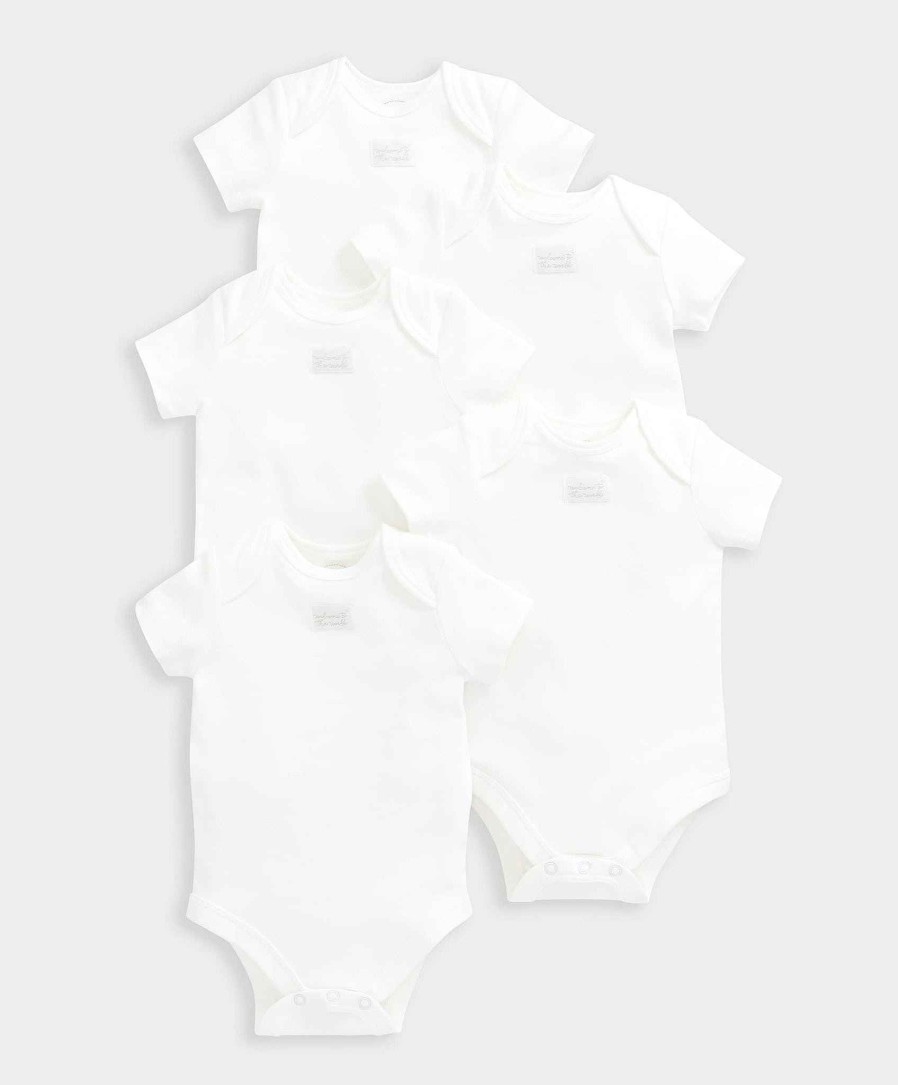 Toys & Gifts Mamas and Papas Baby Shower Gifts | Organic Shortsleeved Bodysuits (5 Pack) - White