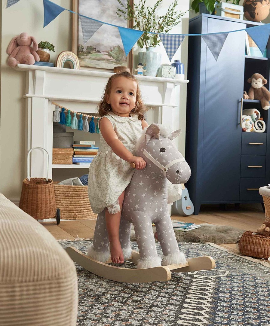 Christmas Mamas and Papas Baby'S First Christmas | Rocking Horse - Star - Grey/White