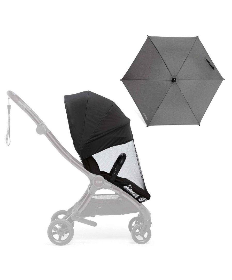 Pushchairs Mamas and Papas Summer Travel Essentials | Universal Parasol & Airo Sunshield And Insect Net - Grey