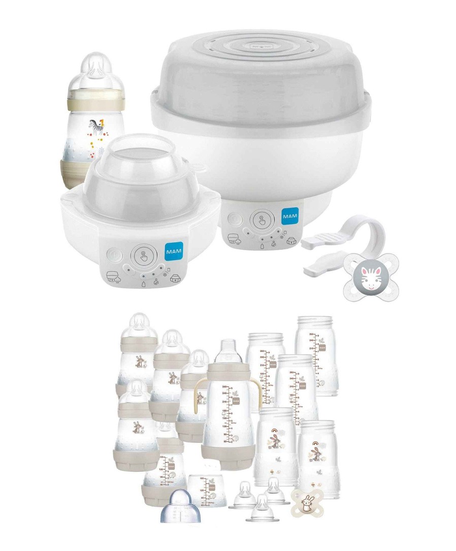 Feeding & Weaning Mam Baby Bottle Sterilisers | Mam Baby 6-In-1 Electric Steriliser & Large Bottle Starter Bundle - Matt Taupe