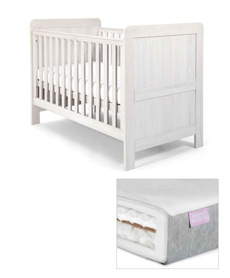 Furniture Mamas and Papas Baby Furniture Sets | Atlas Cotbed Set With Luxury Twin Spring Mattress - Nimbus White