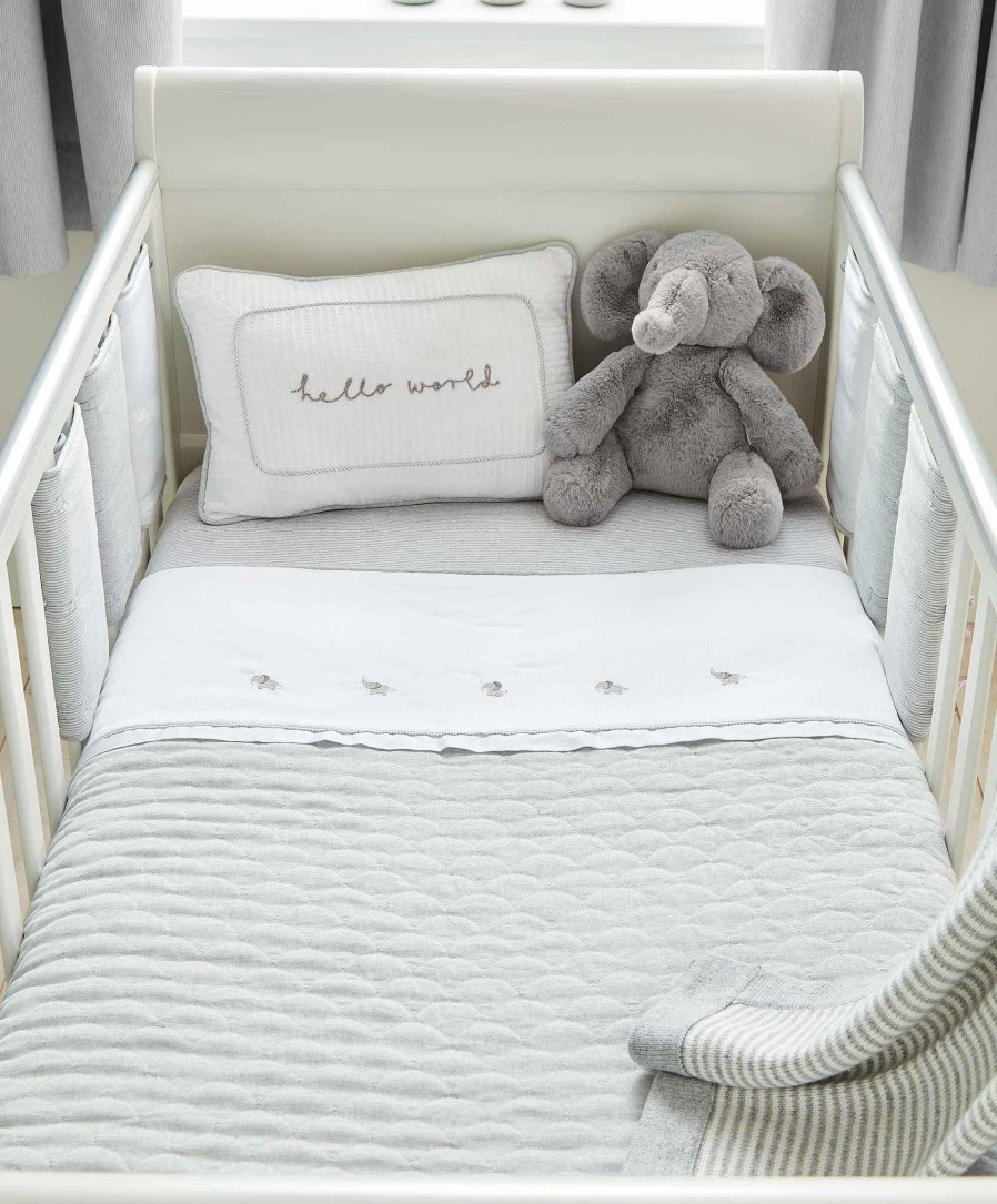 Nursery Mamas and Papas Baby Boy Bedding | Welcome To The World Quilt - Grey