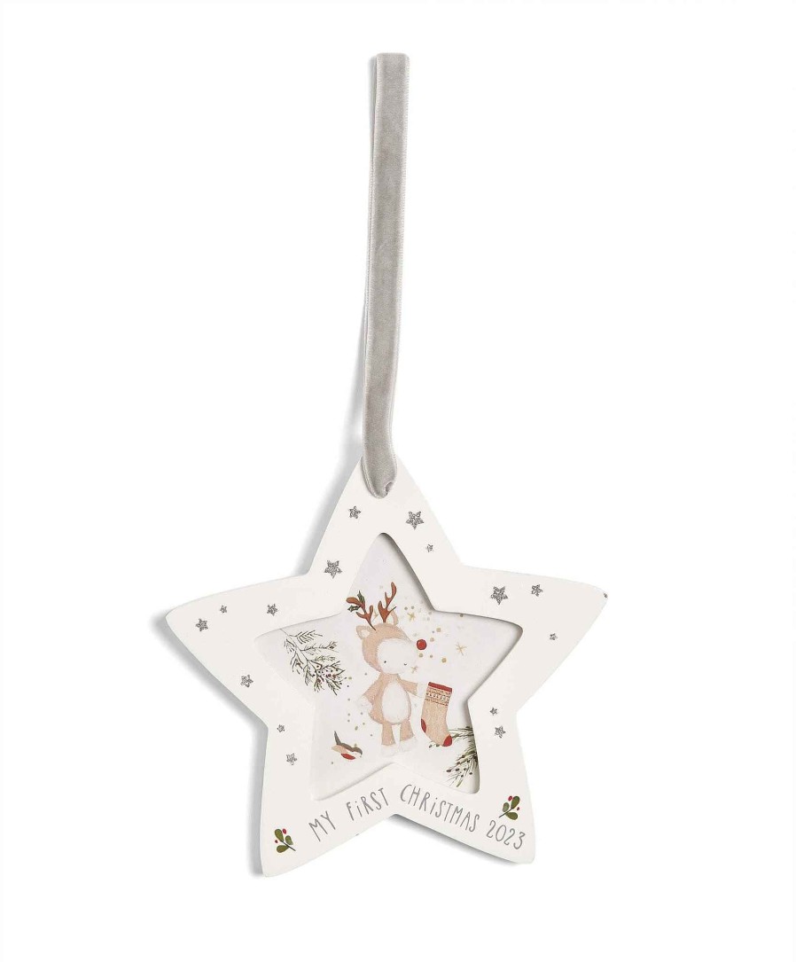 Christmas Mamas and Papas Christmas Decorations And Stockings | Star Frame Christmas Bauble - White