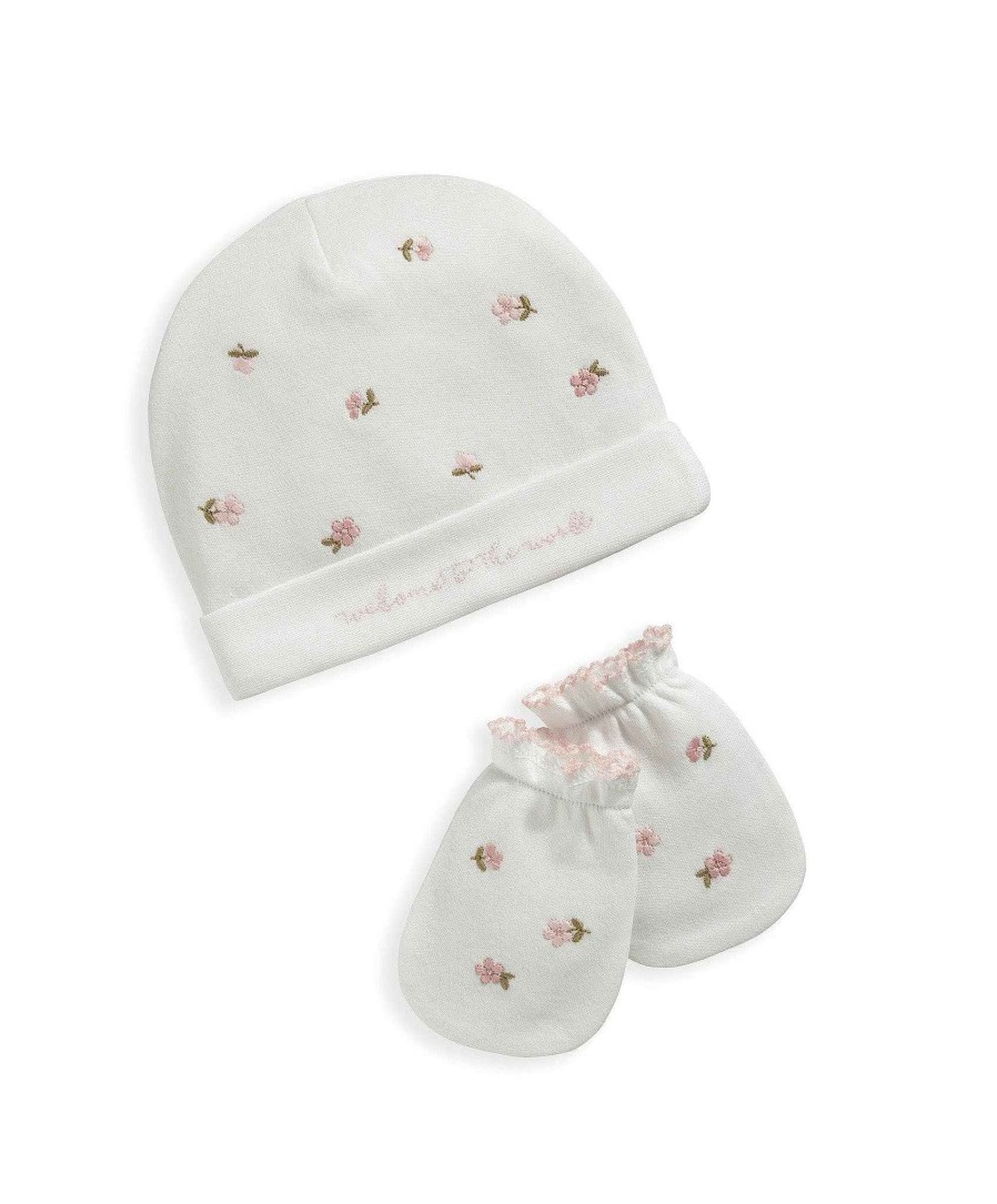 Toys & Gifts Mamas and Papas New Parent Gifts | Hat & Mitten Embroidered Set