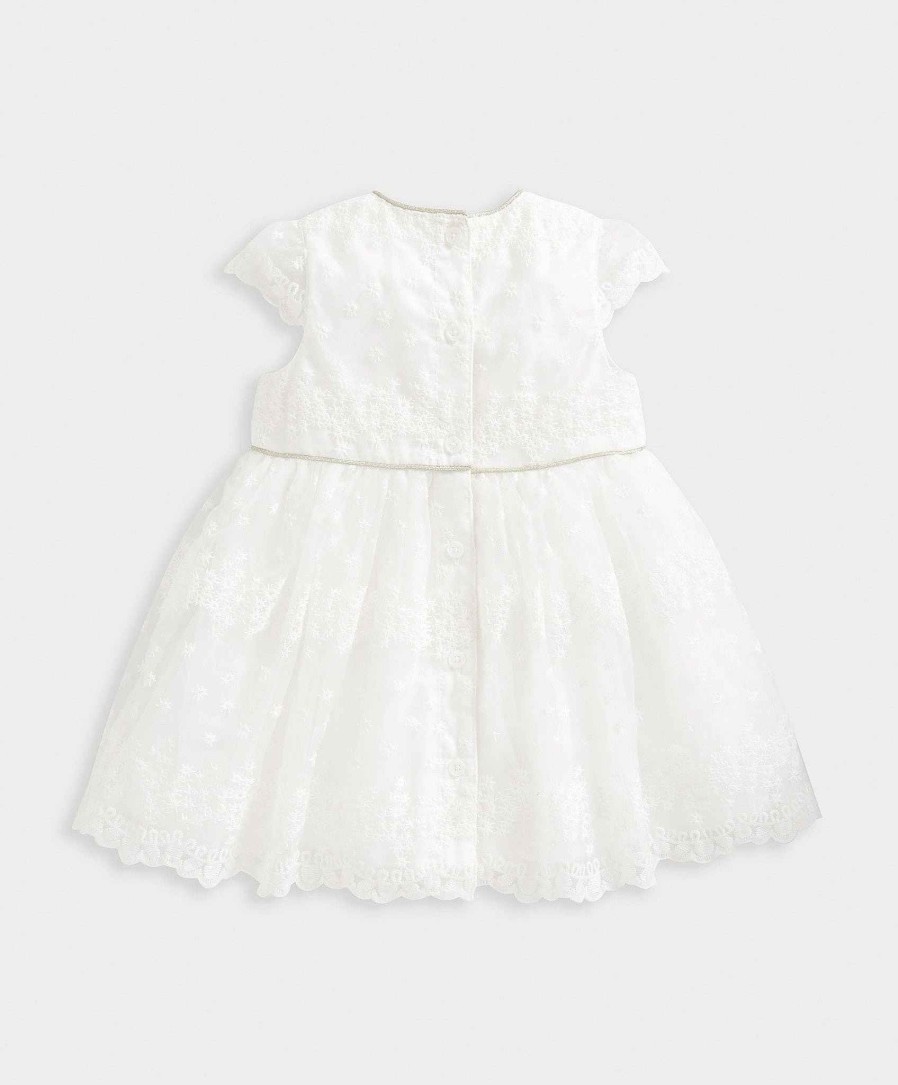 Clothing Mamas and Papas | White Organza Embroidered Dress