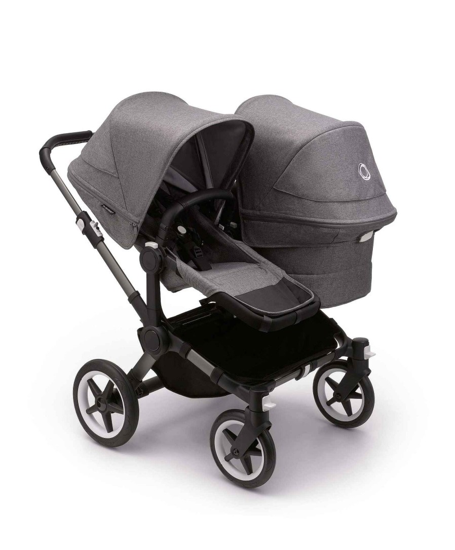 Pushchairs Bugaboo Pushchairs & Prams | Bugaboo Donkey 5 Duo Extension Set Complete Grey Melange