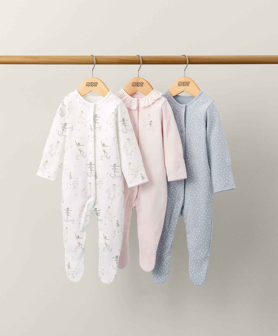 Clothing Mamas and Papas | Dancing On Ice Sleepsuits (3 Pack) - Pink