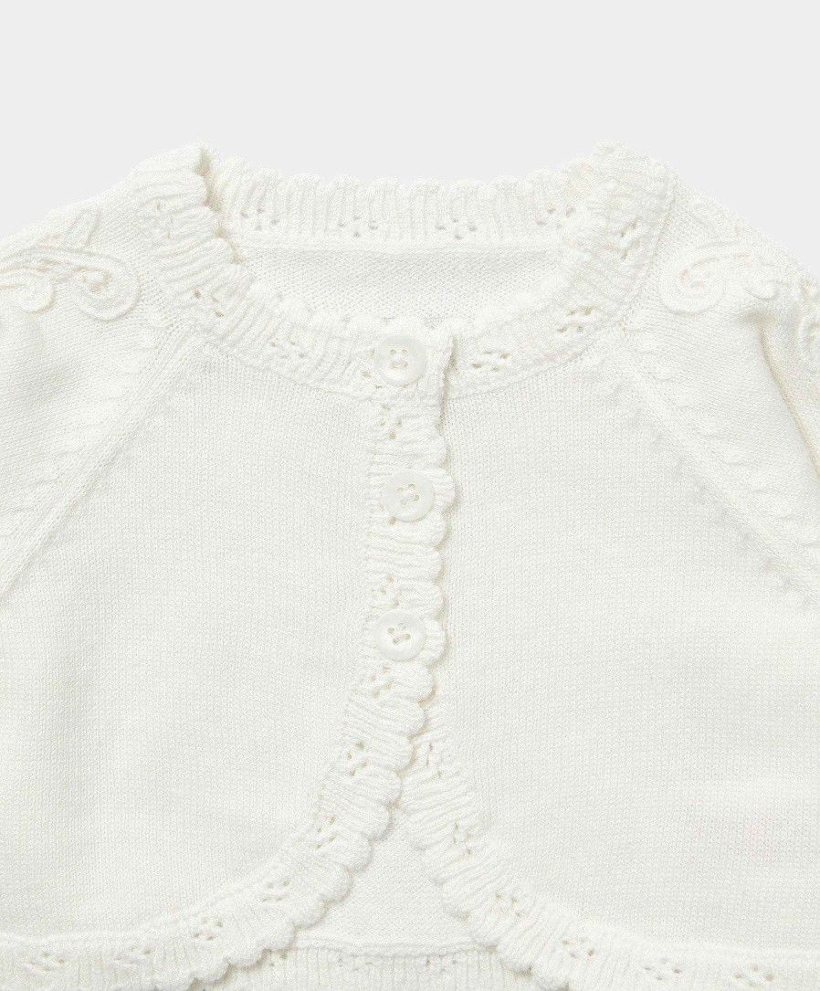 Christmas Mamas and Papas Christmas Jumpers | Lace Trim Cardigan - Cream