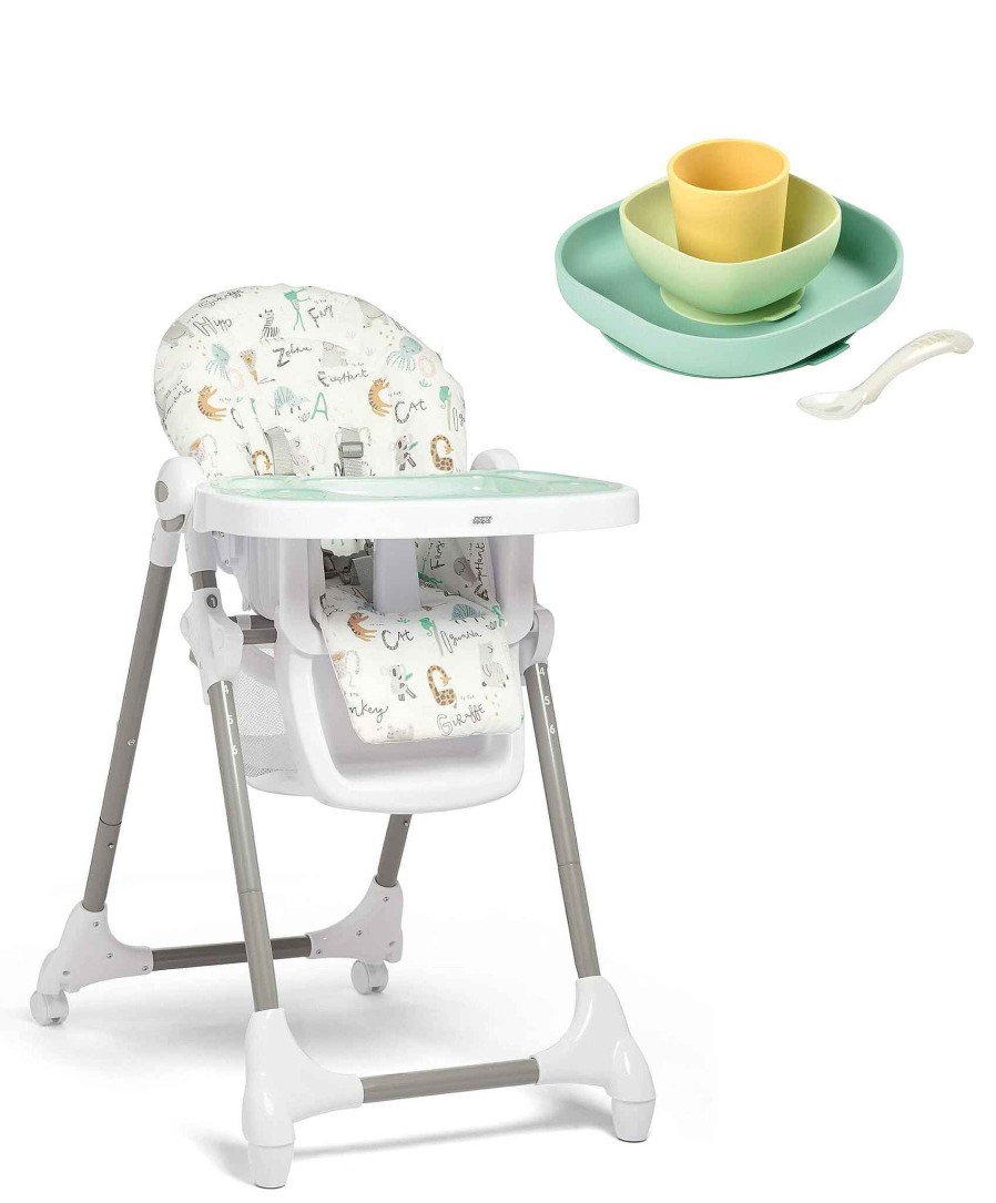 Feeding & Weaning Beaba Baby Highchairs | Snax Animal Alphabet Highchair & Beaba Meal Set Blue