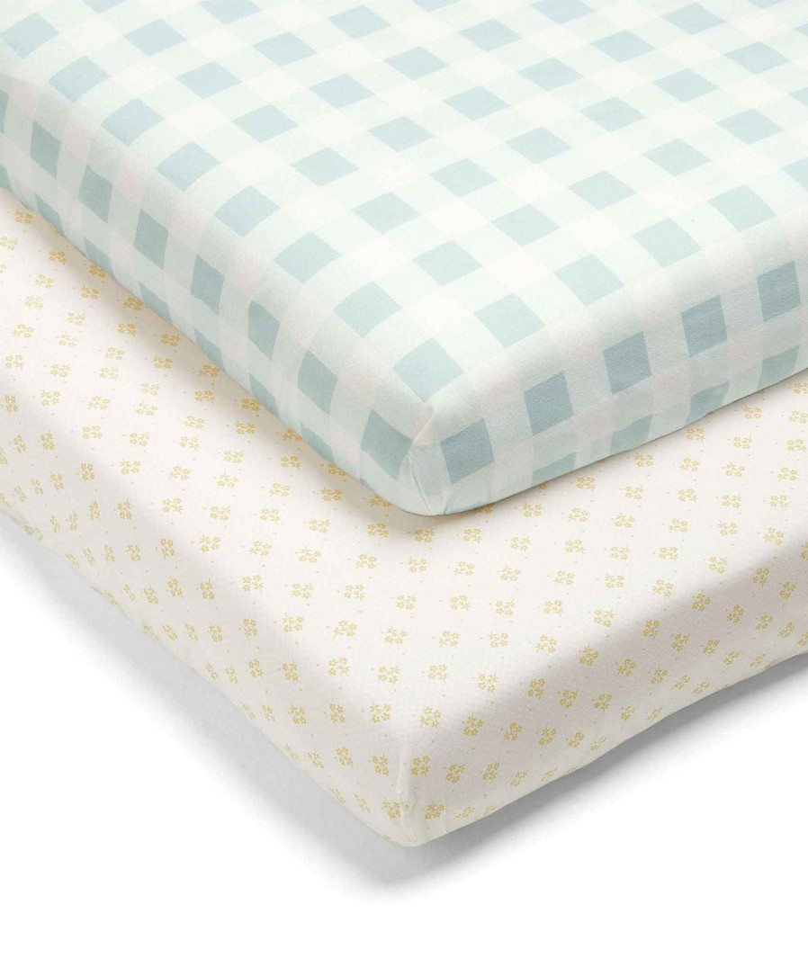 Nursery Mamas and Papas Baby Sheets | Laura Ashley 2 Pack Fitted Sheets In Gingham