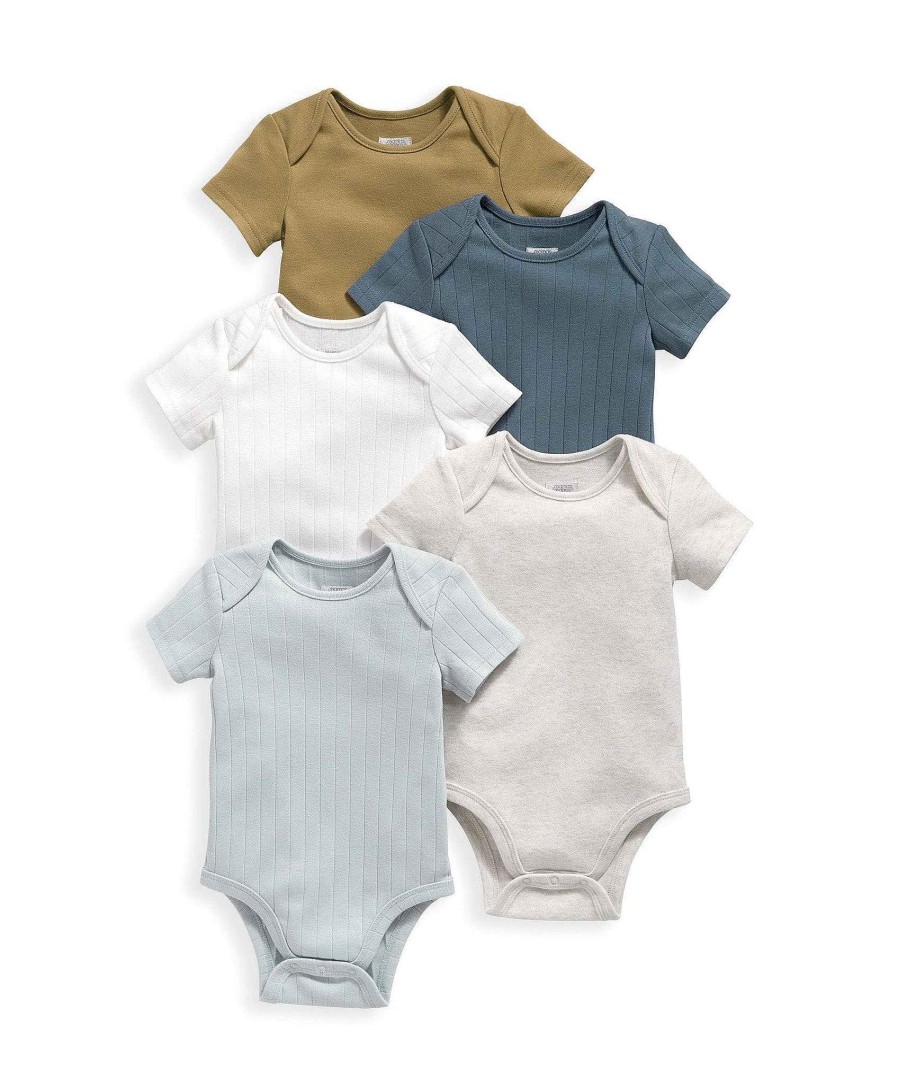 Toys & Gifts Mamas and Papas New Parent Gifts | Ribbed Short Sleeve Bodysuits - 5 Pack