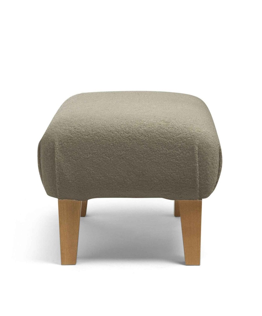 Furniture Mamas and Papas Grey Nursery Furniture | Hilston/Bowden Stool - Mink Boucle & Mid-Oak