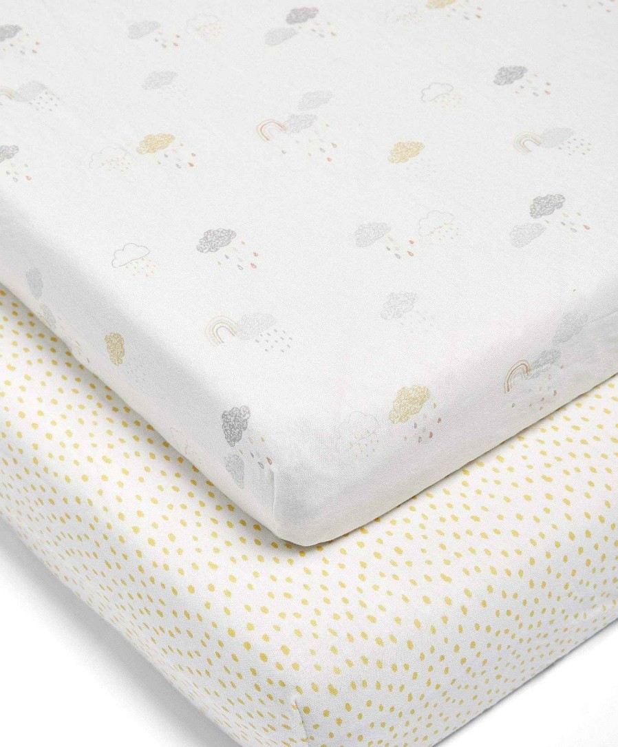 Nursery Mamas and Papas Cot Bedding | Dream Upon A Cloud 2 Pack Fitted Sheets - Cloud/Grey