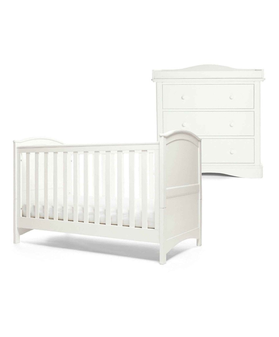 Nursery Mamas and Papas Baby Furniture Sets | Flyn 2 Piece Cotbed And Dresser Changer Set - White