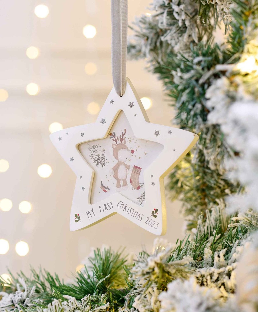 Toys & Gifts Mamas and Papas Mum-To-Be Gifts | Star Frame Christmas Bauble - White