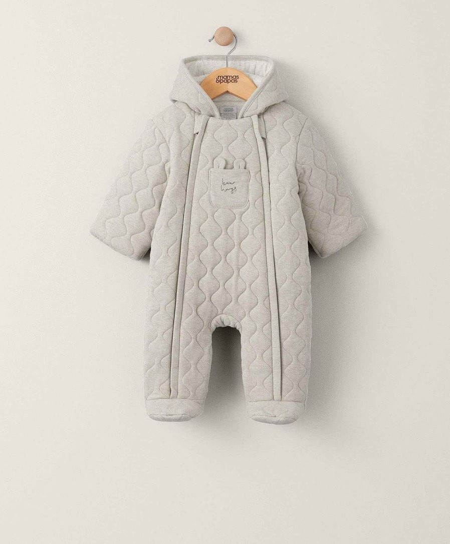 Clothing Mamas and Papas | Bear Hugs Quilted Jersey Pramsuit - Sand