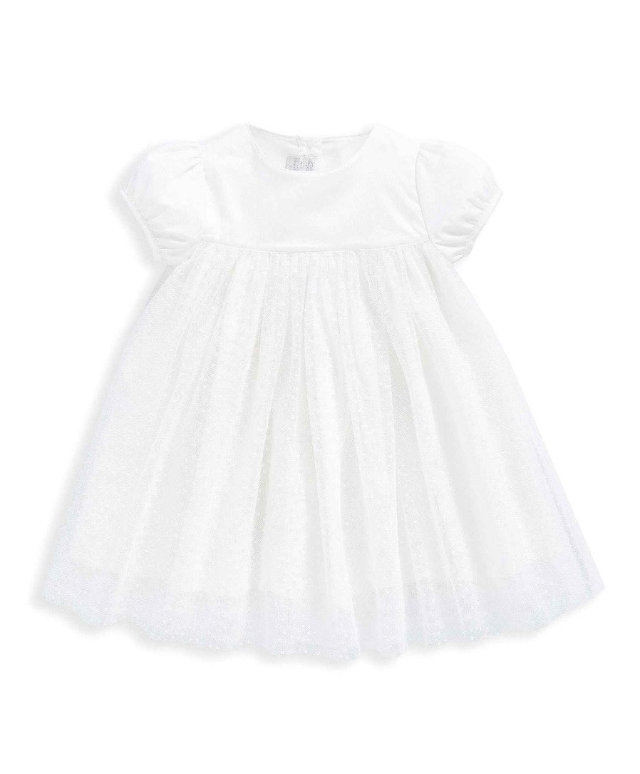 Clothing Mamas and Papas | White Flock Spot Mesh Dress