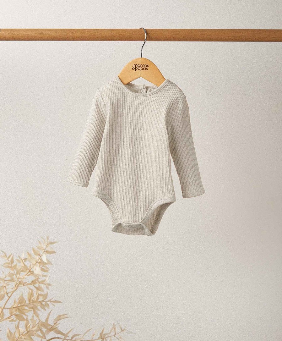 Clothing Mamas and Papas | Organic Cotton Ribbed Bodysuit - Oatmeal