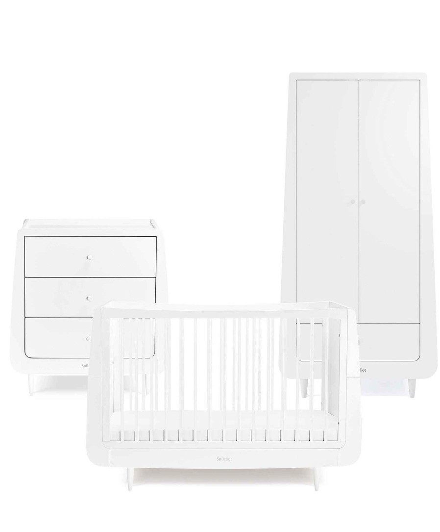 Furniture Snuz Baby Furniture Sets | Snuzkot Cotbed Range With Wardrobe & Changing Unit - White