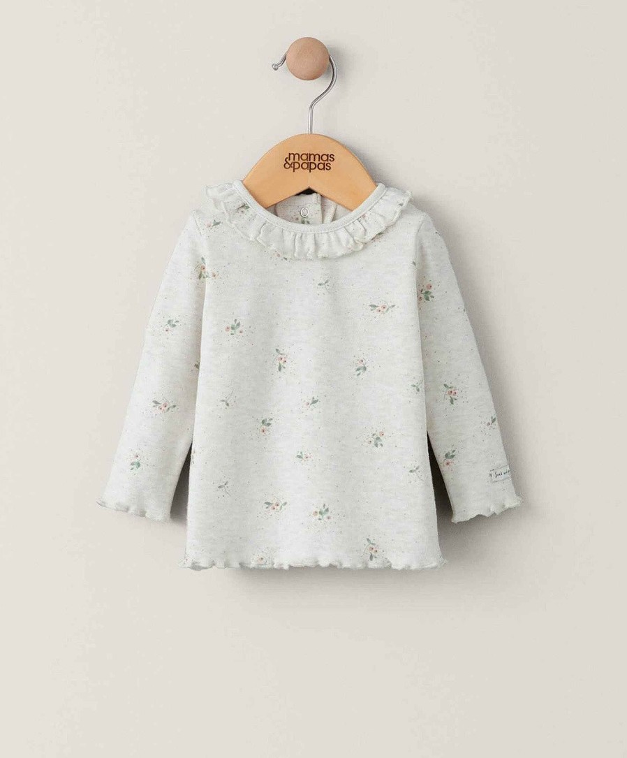 Clothing Mamas and Papas | Ditsy Print Long Sleeved T-Shirt - Oatmeal