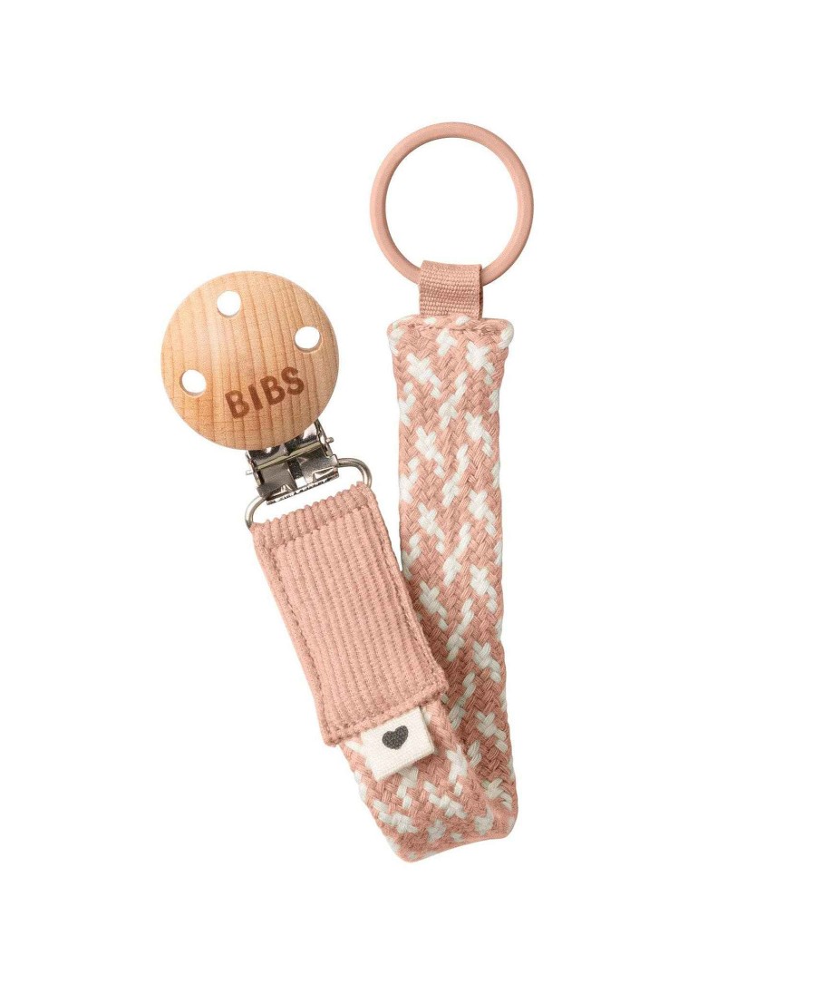 Toys & Gifts Bibs World Baby Shower Gifts | Bibs Dummy Clip Braided - Ivory/Blush