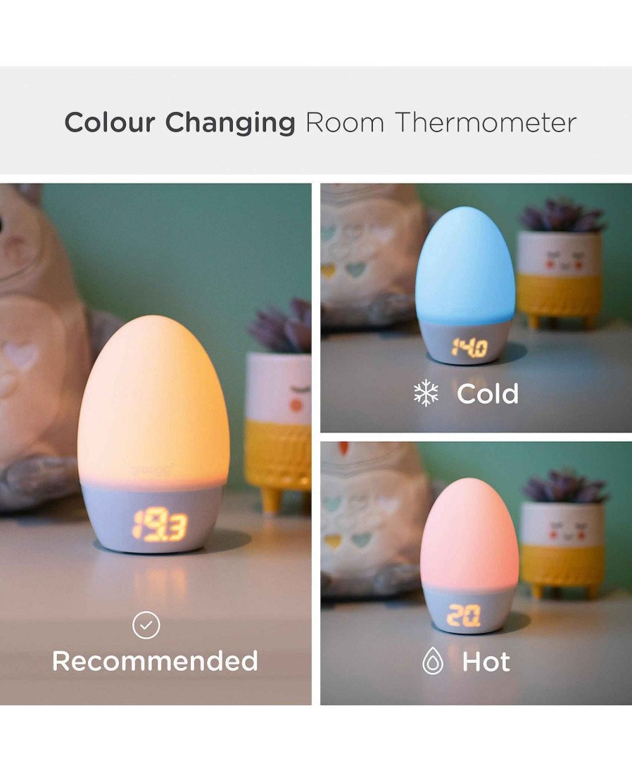 Baby Safety Gro Baby Thermometers | Tommee Tippee Gro Egg 2 Nursery Room Thermometer & Night Light - White