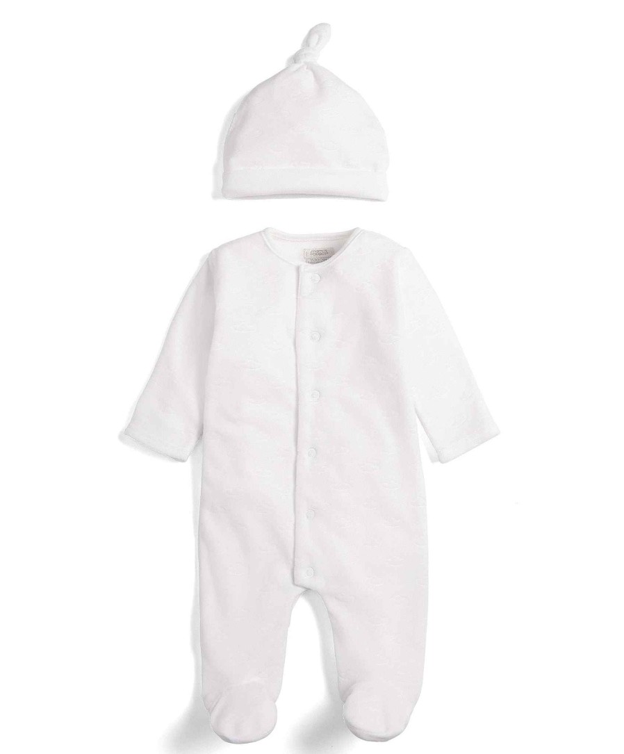 Clothing Mamas and Papas | Velour Cloud All-In-One With Hat - 2 Piece Set - White