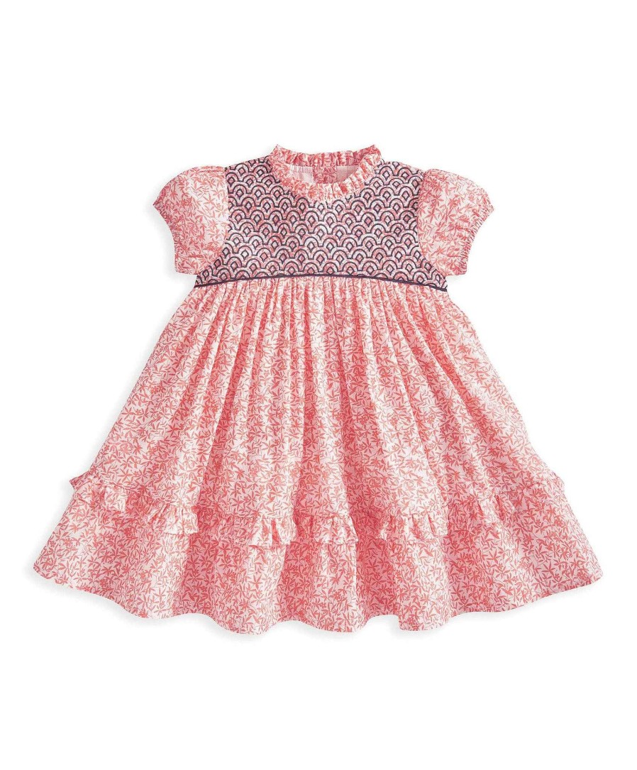 Clothing Mamas and Papas | Laura Ashley Ruffle Neck Embroidered Dress