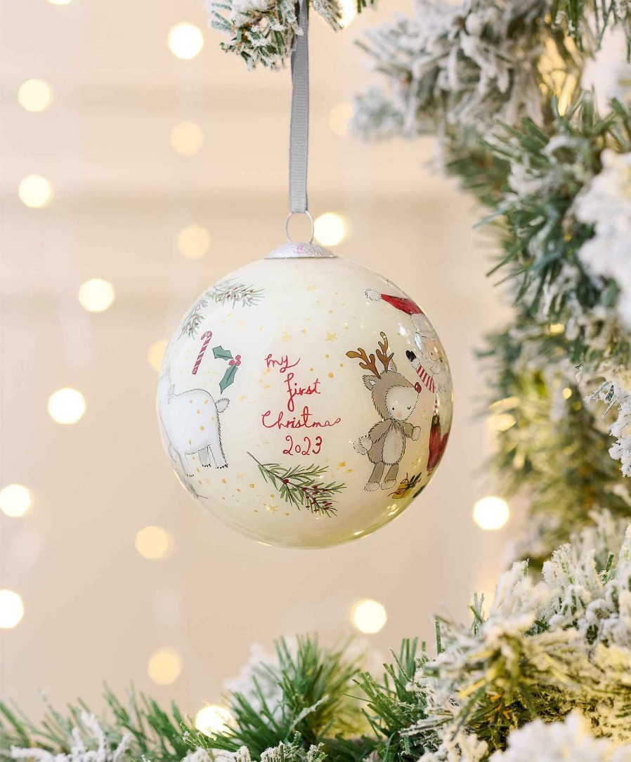 Christmas Mamas and Papas Christmas Decorations And Stockings | My First Christmas Bauble - Neutral