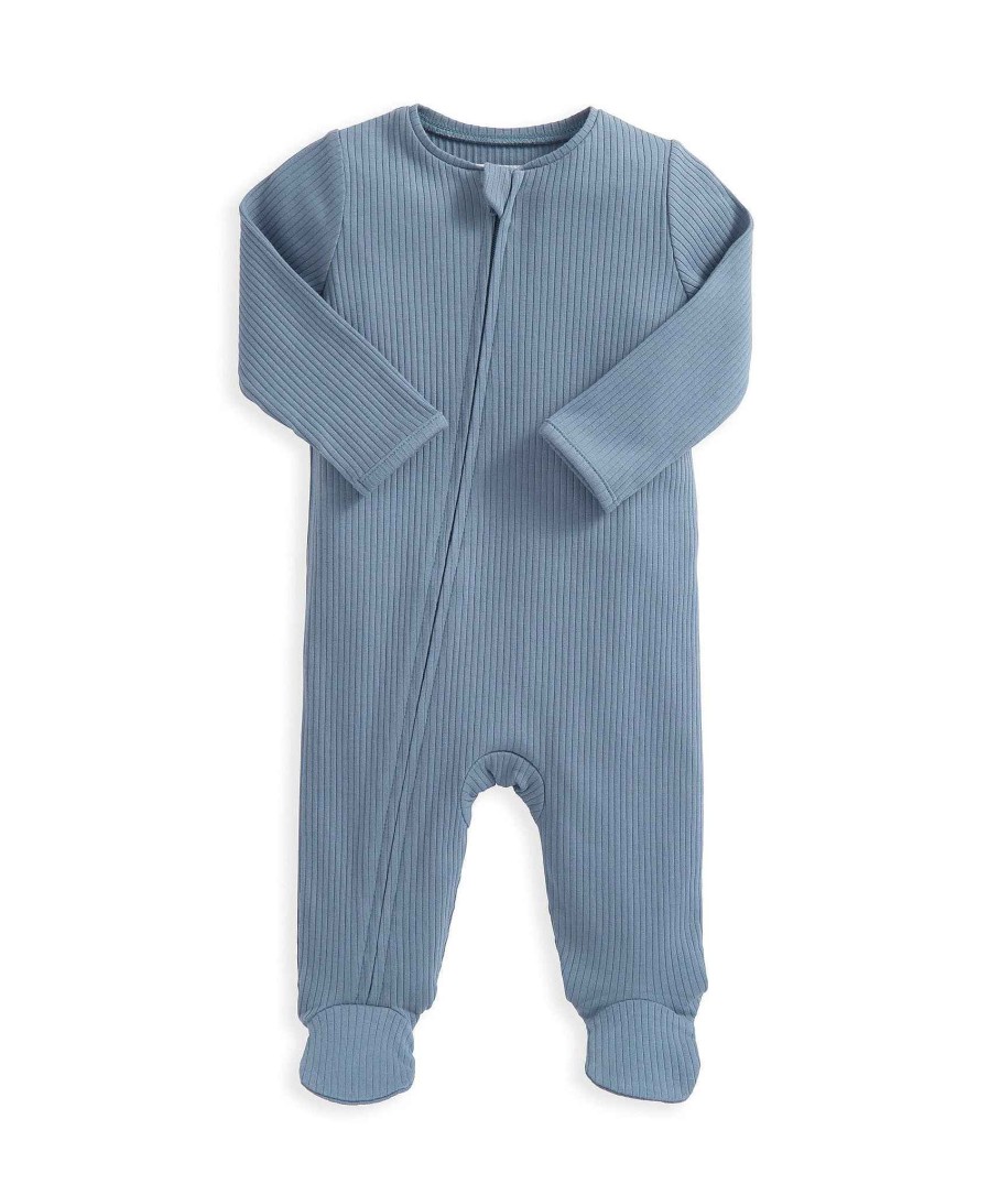 Toys & Gifts Mamas and Papas Baby Shower Gifts | Organic Cotton Ribbed Sleepsuit - Petrol Blue