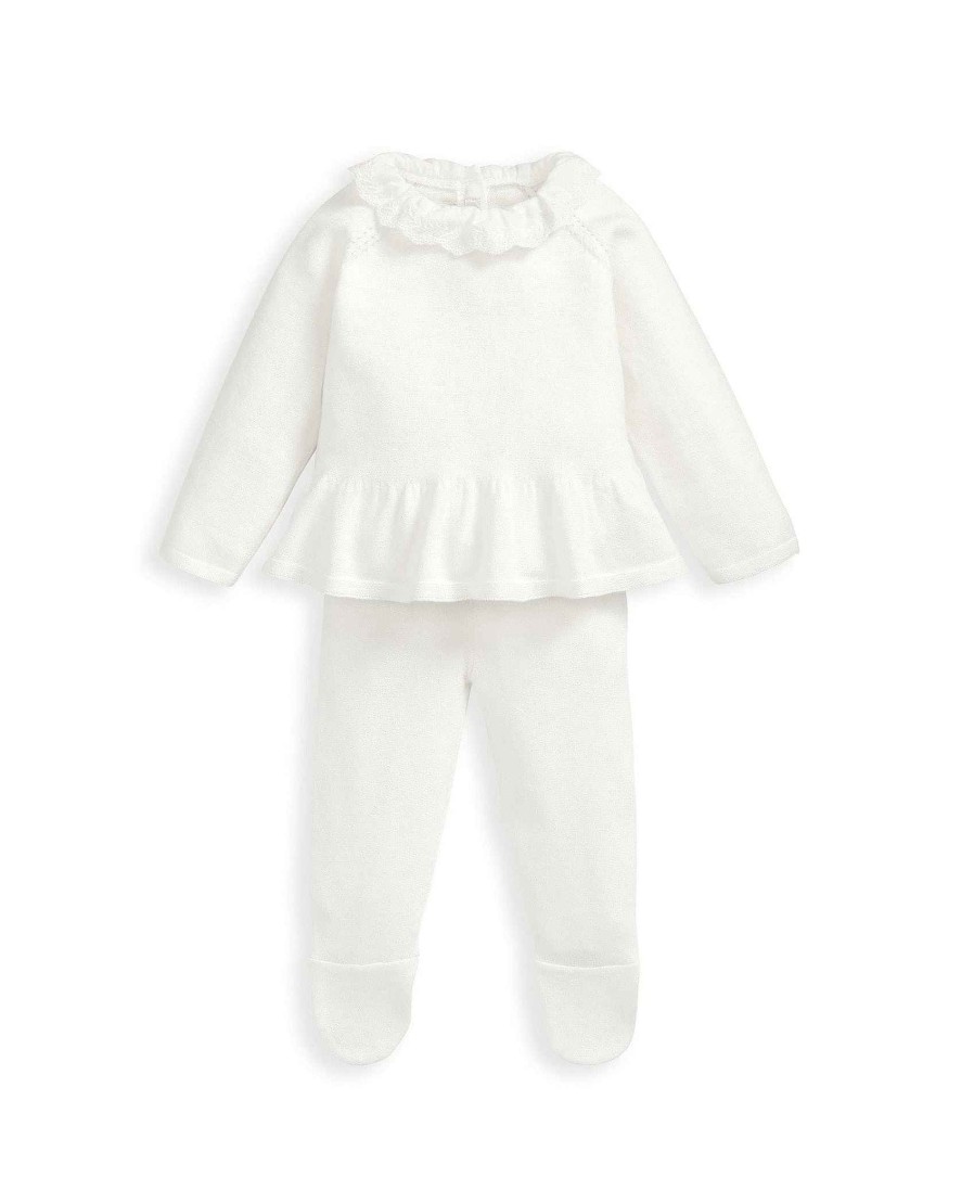 Christmas Mamas and Papas Christmas Jumpers | White Frill Knitted Top & Leggings Set