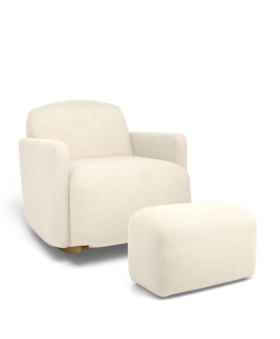 Furniture Mamas and Papas White Nursery Furniture | Royton Nursing Chair Set In Boucle - Off White