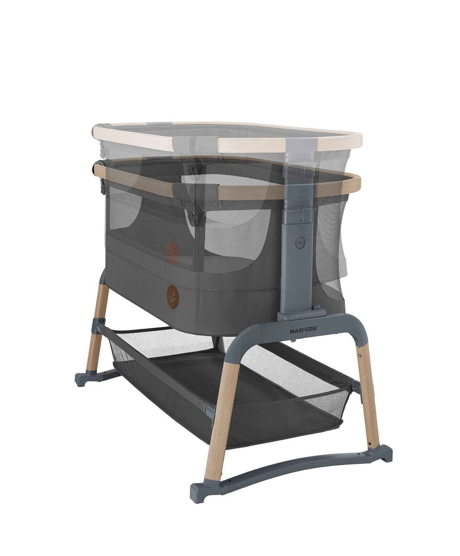 Furniture Maxi Cosi Grey Nursery Furniture | Maxi-Cosi Iora Air Bedside Crib - Beyond Graphite