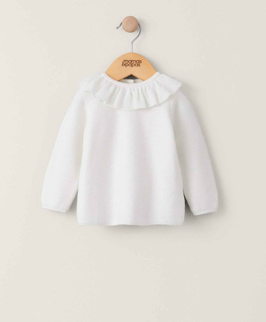 Christmas Mamas and Papas Christmas Jumpers | Frill Collar Jumper - Cream