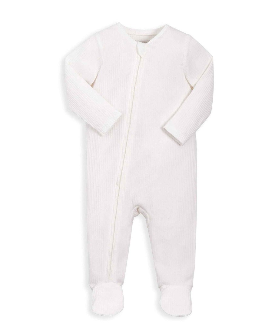 Clothing Mamas and Papas | Organic Cotton Ribbed Sleepsuit - White