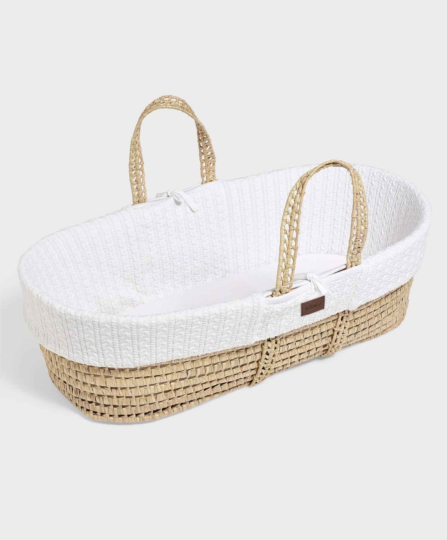 Nursery Little Green Sheep Decor Collections | Little Green Sheep Knitted Moses Basket - White